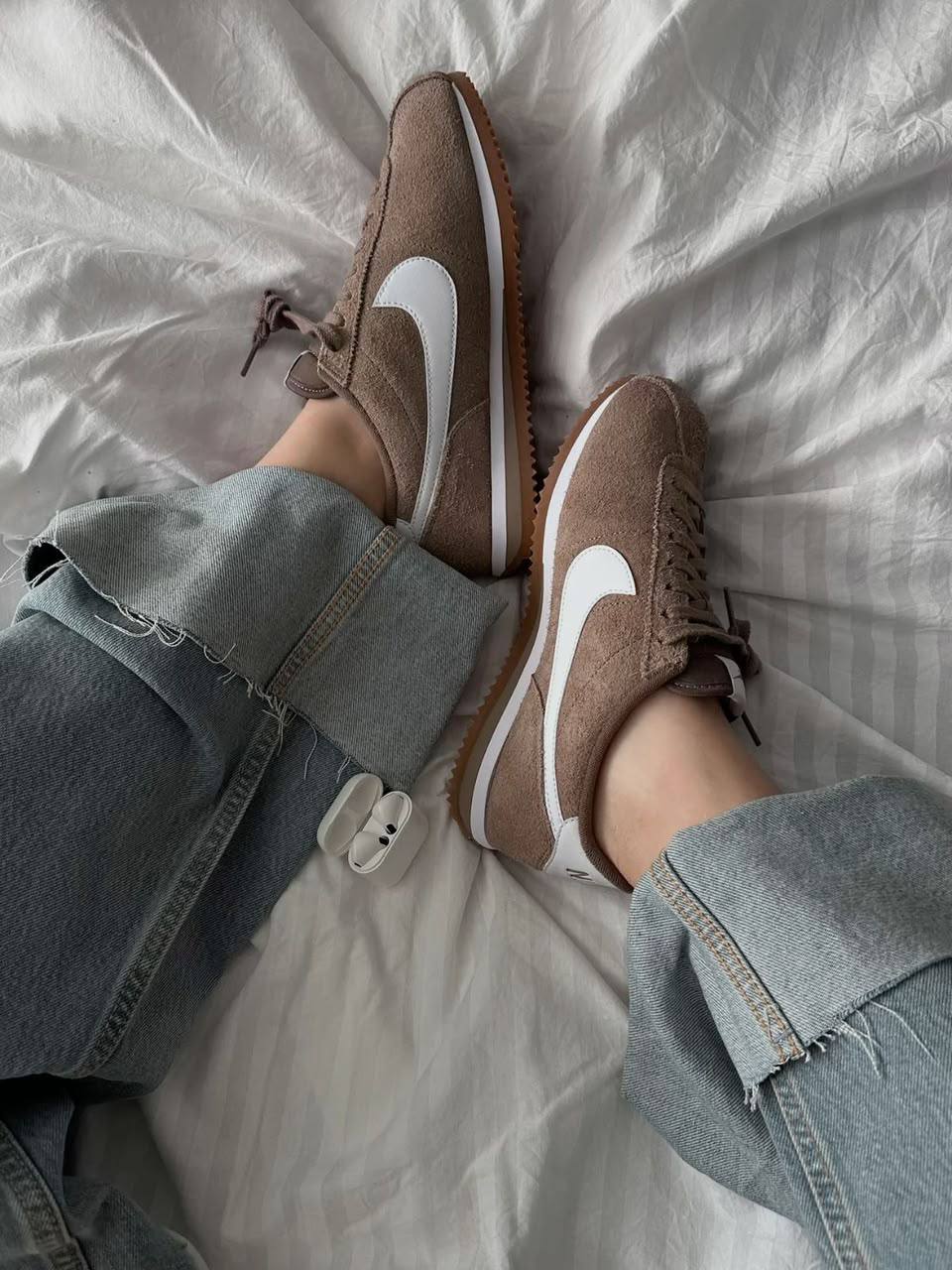 کتونی نایک کورتز قهوه ای سفید || Nike Cortez