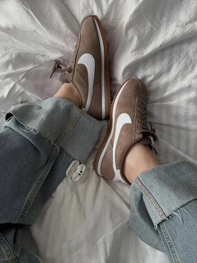 کتونی نایک کورتز قهوه ای سفید || Nike Cortez