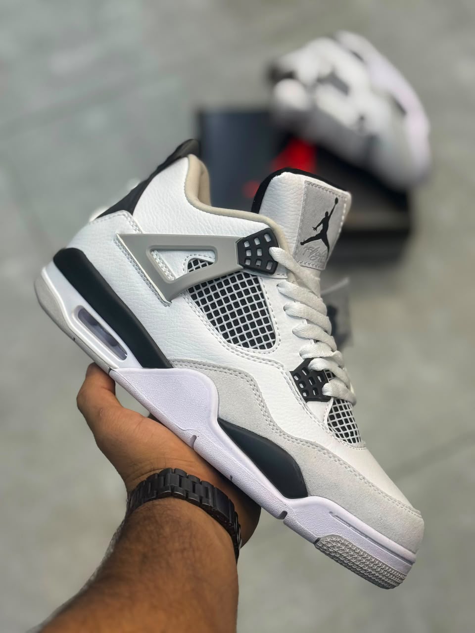 کتونی نایک ایر جردن 4 سفید مشکی | Nike Air Jordan 4