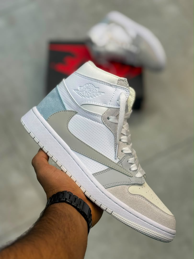 کتونی نایک ایر جردن 1 سفید طوسی|| Air Jordan 1 Mid SE