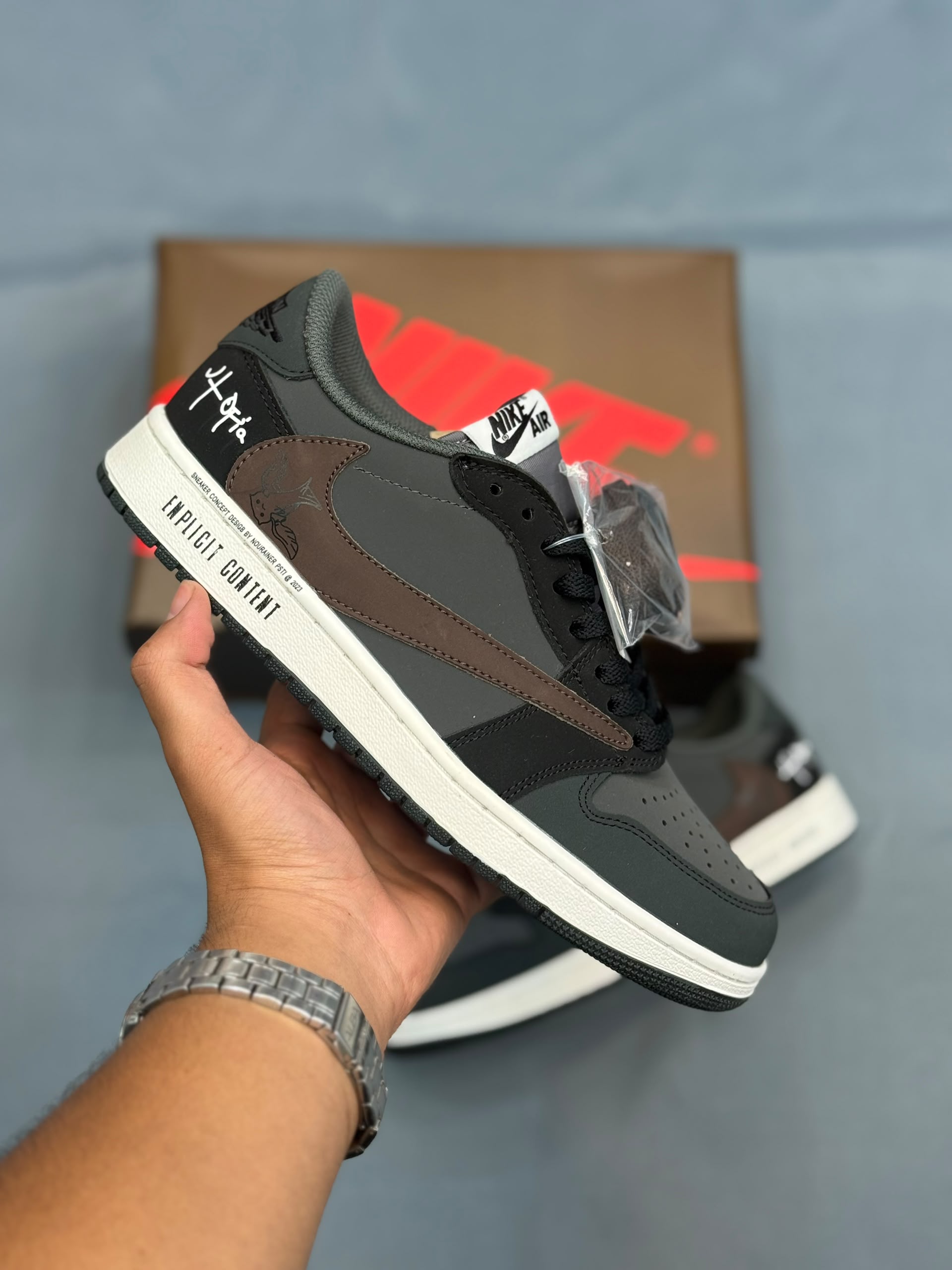 کتونی نایک ایر جردن تراویس اسکات یوتوپیا خاکستری قهوه ای || Nike x Travis scott utopia low