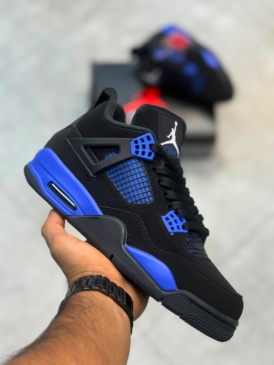 کتونی نایک ایر جردن 4 ابی مشکی | Nike Air Jordan 4