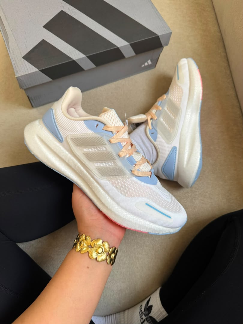 کتونی آدیداس پیور بوست آبی کرمی || Adidas Pure Boost