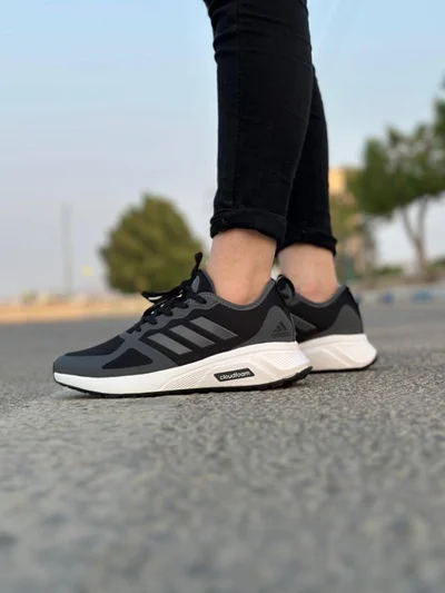 کتونی آدیداس کلود فوم مشکی طوسی Adidas Cloud Foam