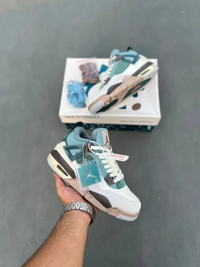 کتونی نایک جردن فور مستر رترو آبی سفید Nike Air Jordan 4 master