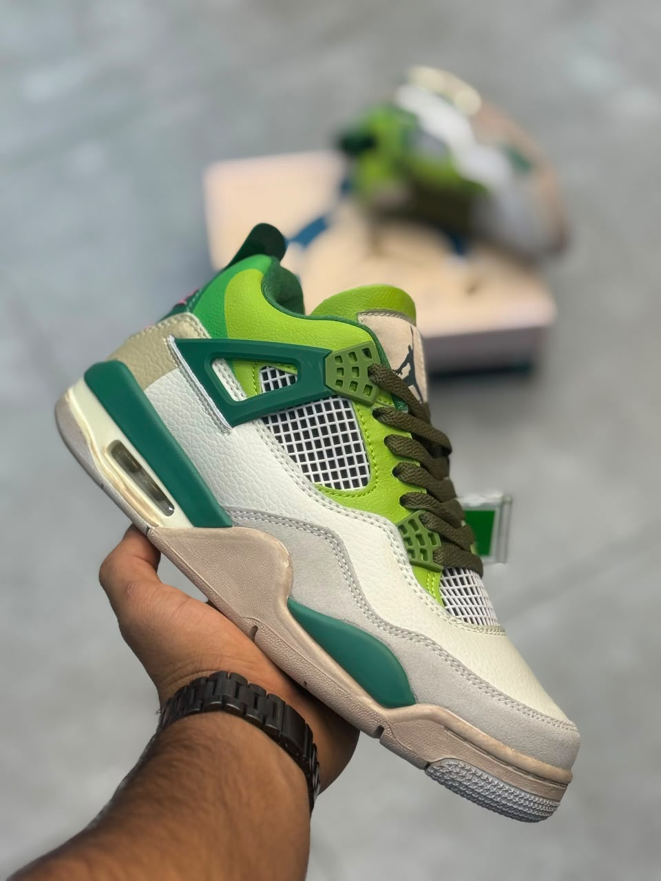 کتونی نایک ایر جردن 4 سبز کرم | Nike Air Jordan 4